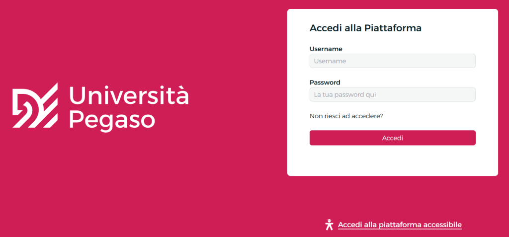 Accesso alla piattaforma Università Pegaso per il Project Work